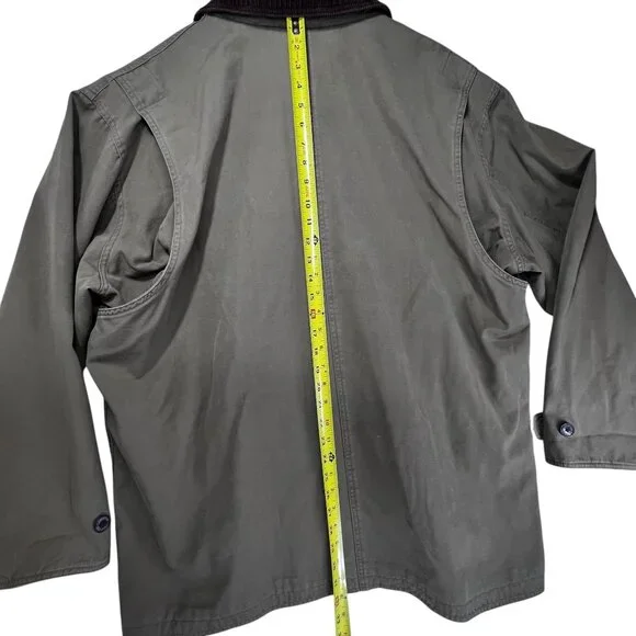 Lands End Mens Canvas XL Barn Coat Corduroy Collar Button Front Brown Tan Lined - Picture 16 of 16